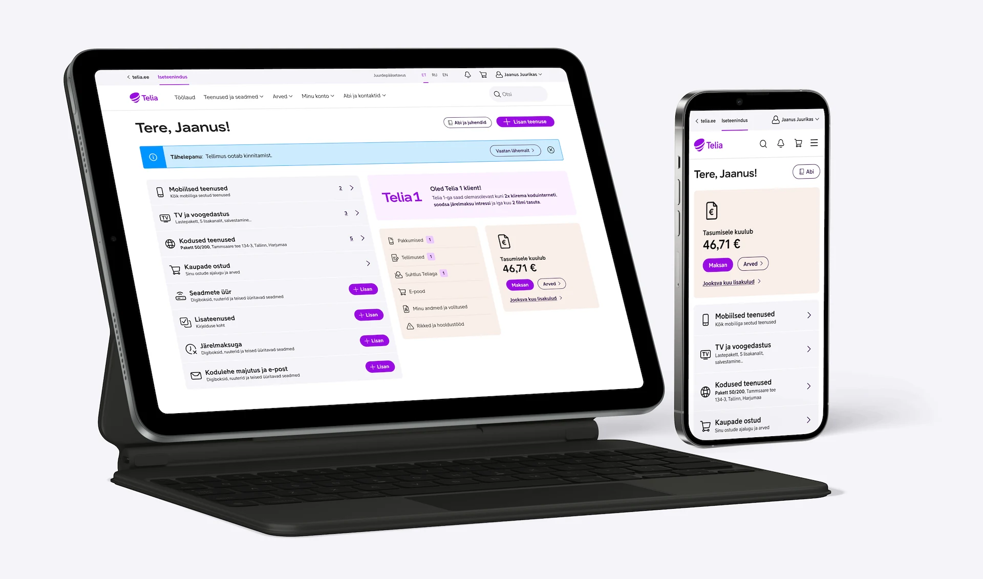 Telia projekti kasutajaliidese vaated